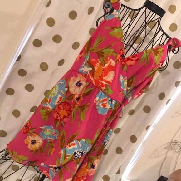 NWT GB Pink Floral Ruffle Wrap Dress - Size XL Jr - Picture 1 of 7
